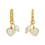 18K Gold-plated Stainless Steel Earrings Pearl Shell Pendant: Heart