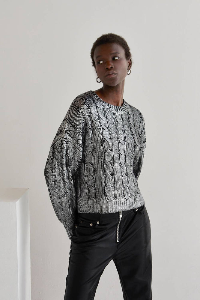 Alexandra Silver Laminated Sweater