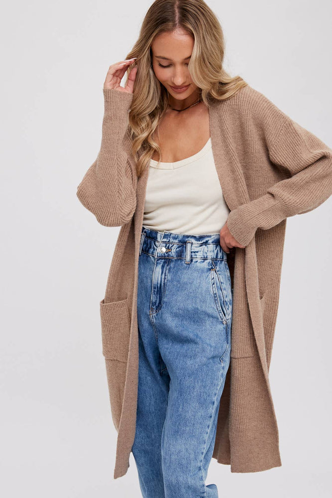 Latte Open Ribbed Cardigan