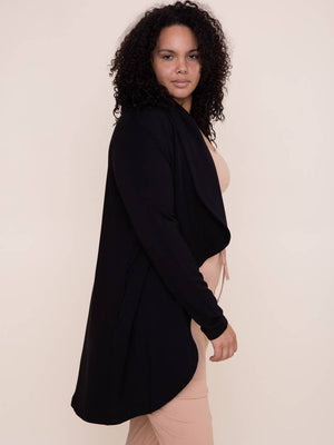 Fleece Lined Flowy Open Cardigan- VOLUME
