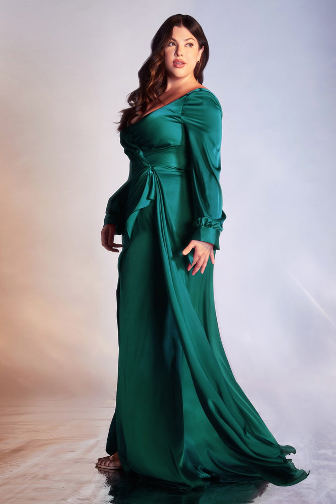 Emerald Satin Evening Gown