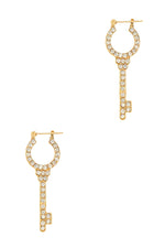 Gold RHINESTONE KEY HOOP STYLE EARRING