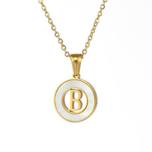 Circular Hollow Shell Initial Pendant Necklace