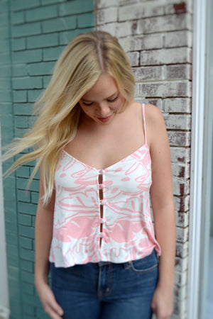 Pink Palm Mary Top
