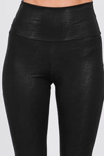 Faux Leather Textured High Waist Leggings - VOLUME