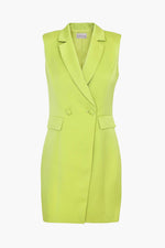 Clara Sleeveless Blazer Dress: Cyber Lime