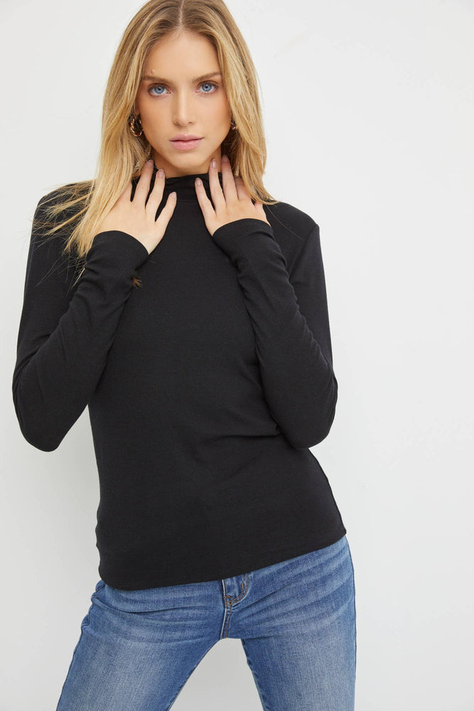 Black Turtleneck Knit Top