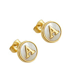 Shell Initial 18K Gold Plated Stainless Steel Ear Studs