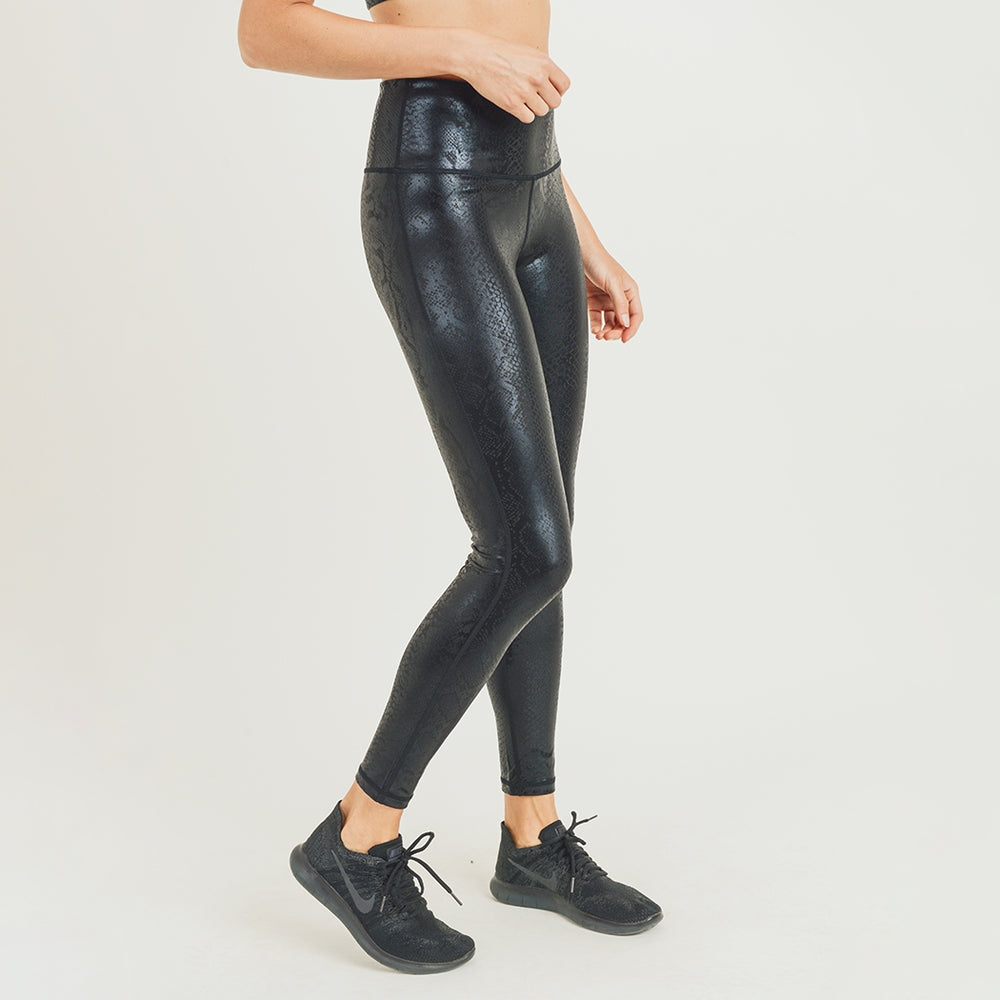 Black Nagini Snake Foil Print Highwaist Leggings