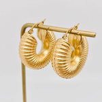 Thread Shape Hollow Stainless Steel Huggie Earrings