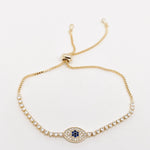 Adjustable Zircon-inlaid Pave Evil Eye Bracelet