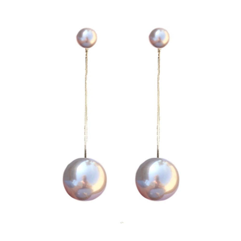 Gray Swinging Pearl Statement Drop Earrings