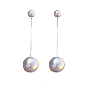 Gray Swinging Pearl Statement Drop Earrings