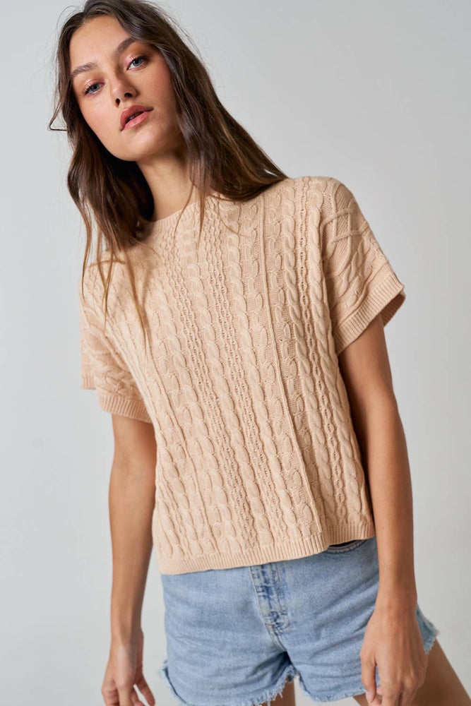 Natural Cable Dolman Sleeve Sweater