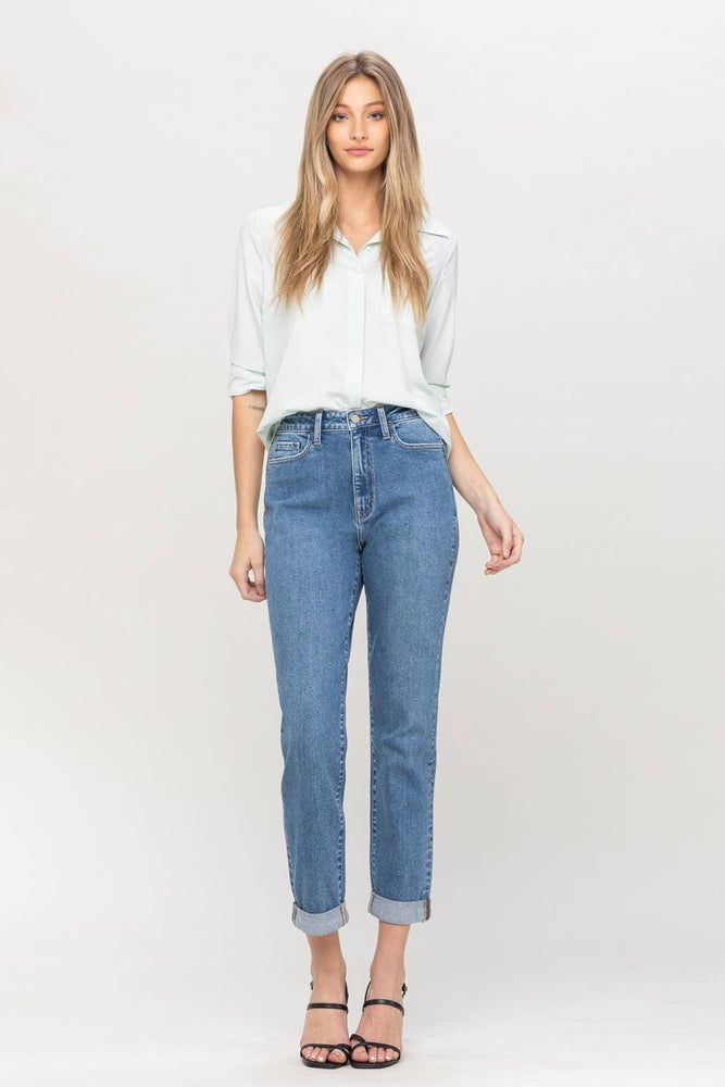 Stretch Mom Jean With Rolled Cuff Jean