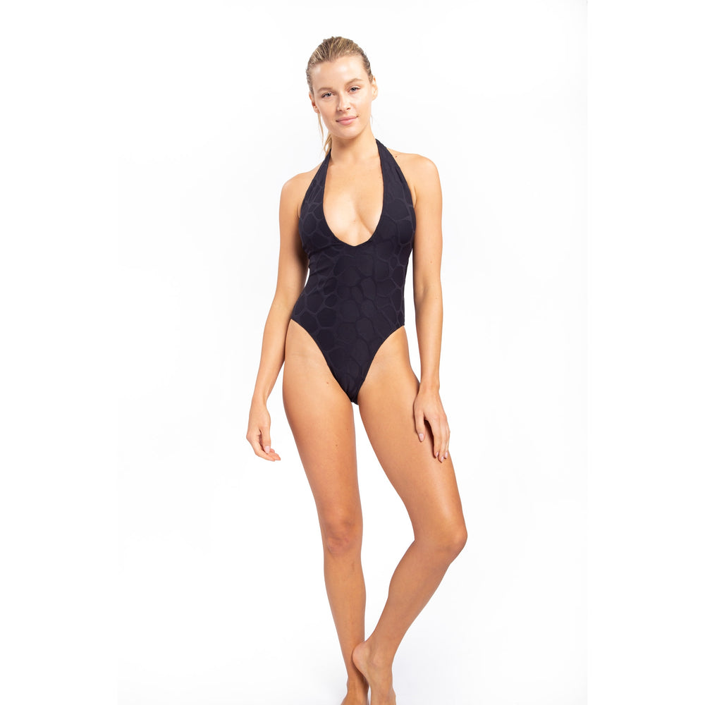 Giraffe Jacquard TACTEL® Halter One-Piece